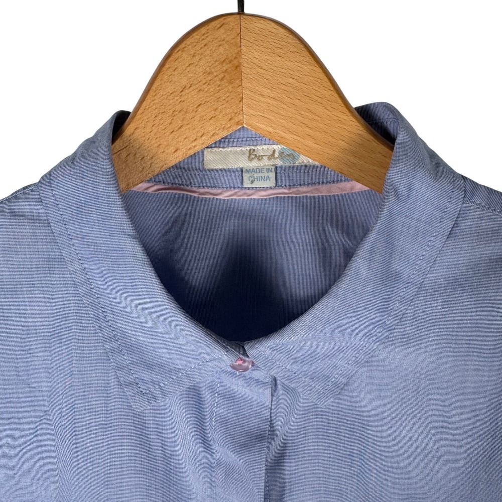 Boden Womens Blue Micro Check Cotton Hidden Button Down Shirt WA629 US 16R - Picture 2 of 7
